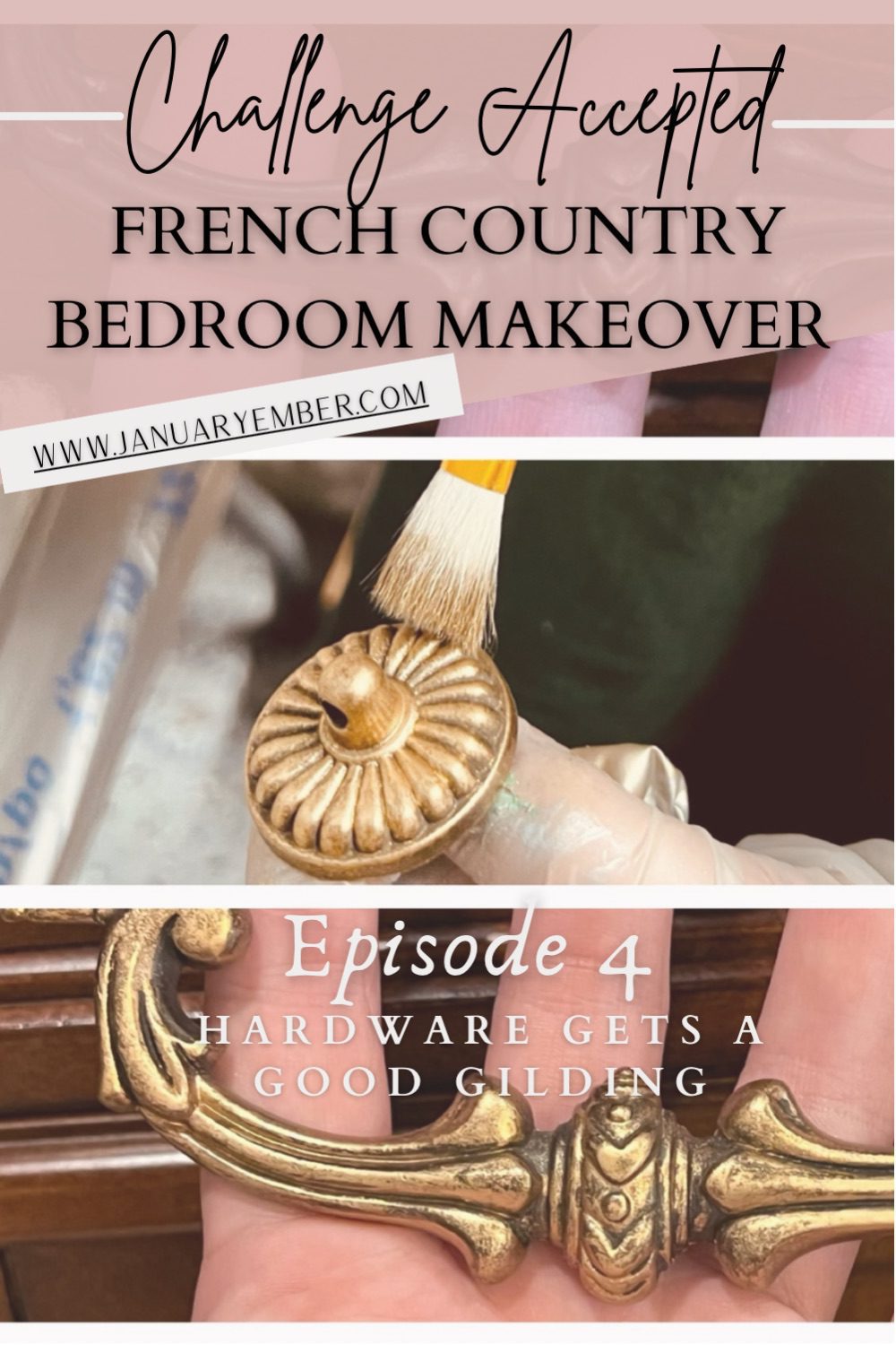 French Country Bedroom Makeover Ep 4 Gilding wax on Hardware